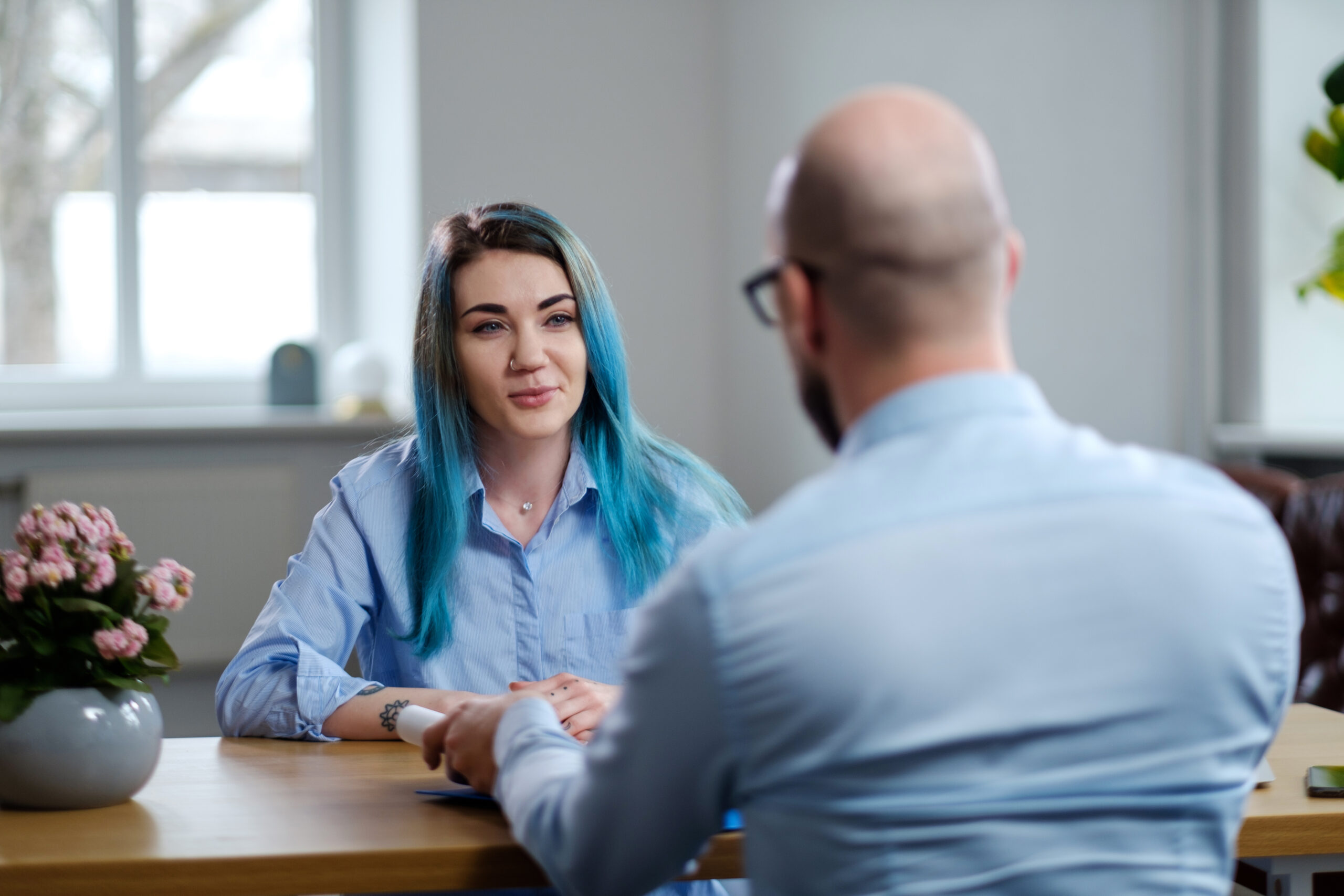 Alternative young woman attending job interview